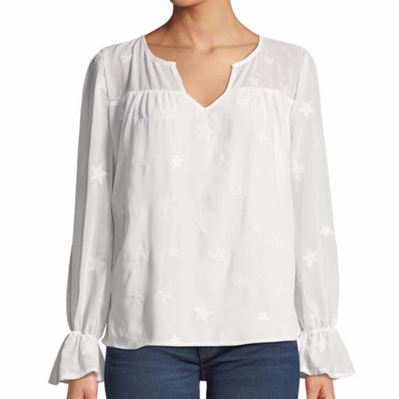 Philosophy Tops - NWT~PHILOSOPHY~Star-Embroidered Bell-Cuff Blouse